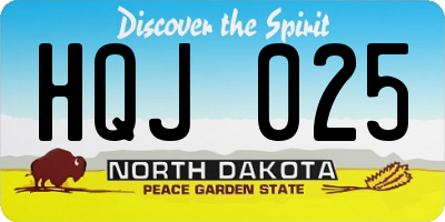 ND license plate HQJ025