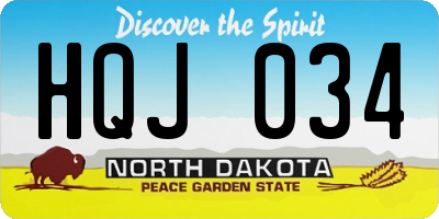 ND license plate HQJ034