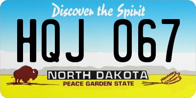 ND license plate HQJ067