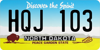 ND license plate HQJ103
