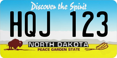 ND license plate HQJ123