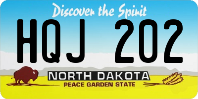 ND license plate HQJ202