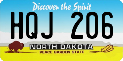 ND license plate HQJ206