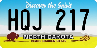 ND license plate HQJ217