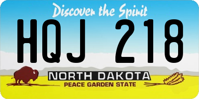 ND license plate HQJ218