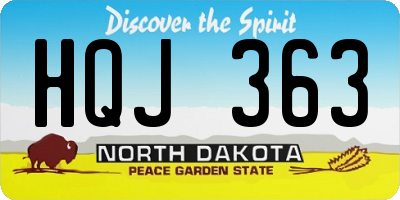 ND license plate HQJ363