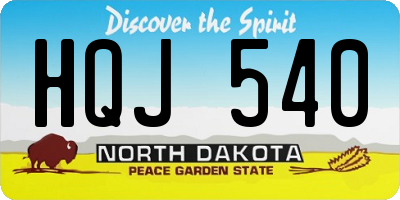 ND license plate HQJ540