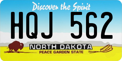 ND license plate HQJ562