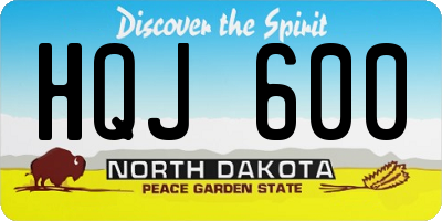 ND license plate HQJ600