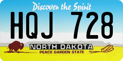 ND license plate HQJ728