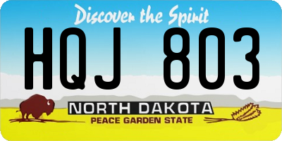 ND license plate HQJ803