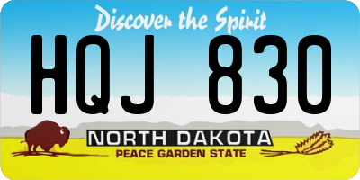 ND license plate HQJ830