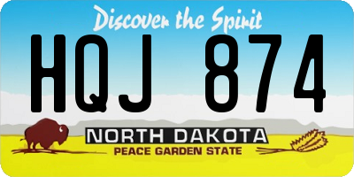 ND license plate HQJ874