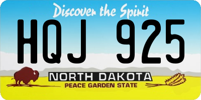 ND license plate HQJ925