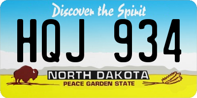 ND license plate HQJ934