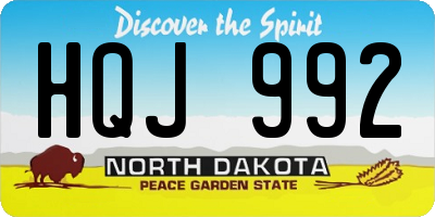 ND license plate HQJ992