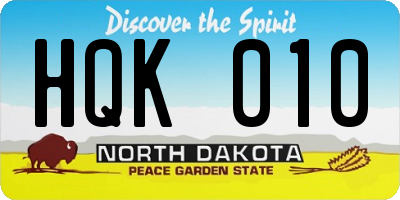 ND license plate HQK010