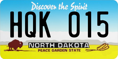 ND license plate HQK015