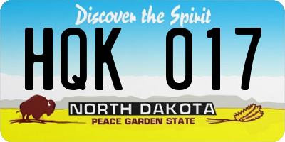 ND license plate HQK017
