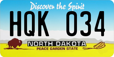 ND license plate HQK034