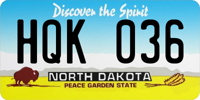ND license plate HQK036