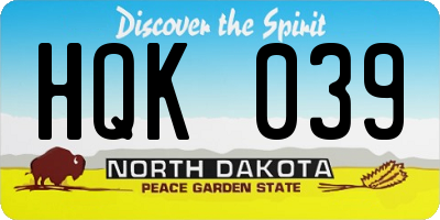 ND license plate HQK039