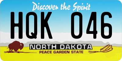 ND license plate HQK046