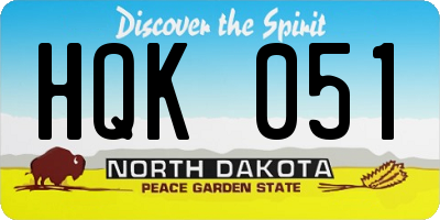 ND license plate HQK051