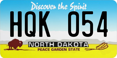 ND license plate HQK054