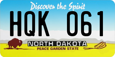 ND license plate HQK061