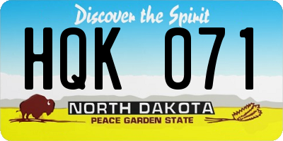 ND license plate HQK071