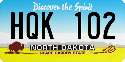 ND license plate HQK102
