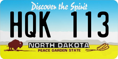 ND license plate HQK113