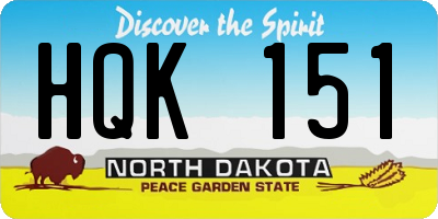 ND license plate HQK151