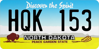 ND license plate HQK153