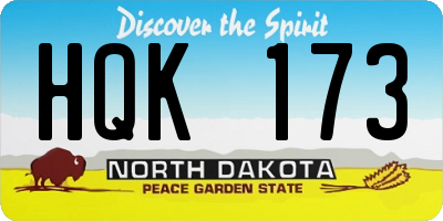 ND license plate HQK173