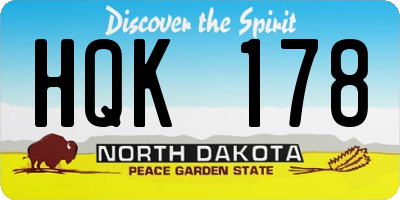 ND license plate HQK178
