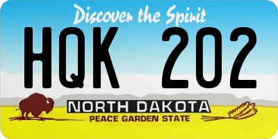 ND license plate HQK202