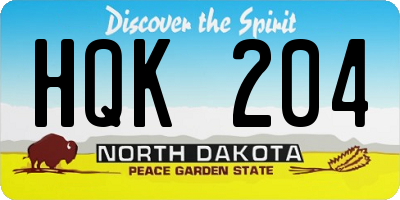 ND license plate HQK204