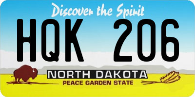 ND license plate HQK206