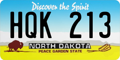 ND license plate HQK213