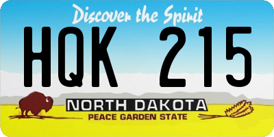 ND license plate HQK215