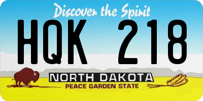 ND license plate HQK218