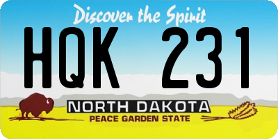 ND license plate HQK231