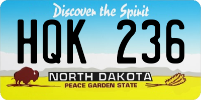 ND license plate HQK236