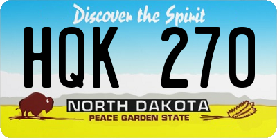 ND license plate HQK270