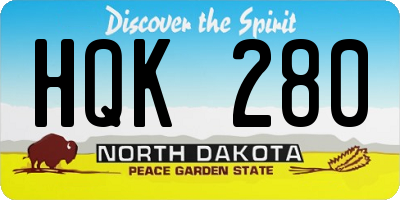 ND license plate HQK280