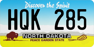 ND license plate HQK285
