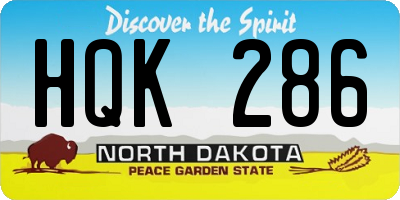 ND license plate HQK286