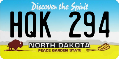 ND license plate HQK294